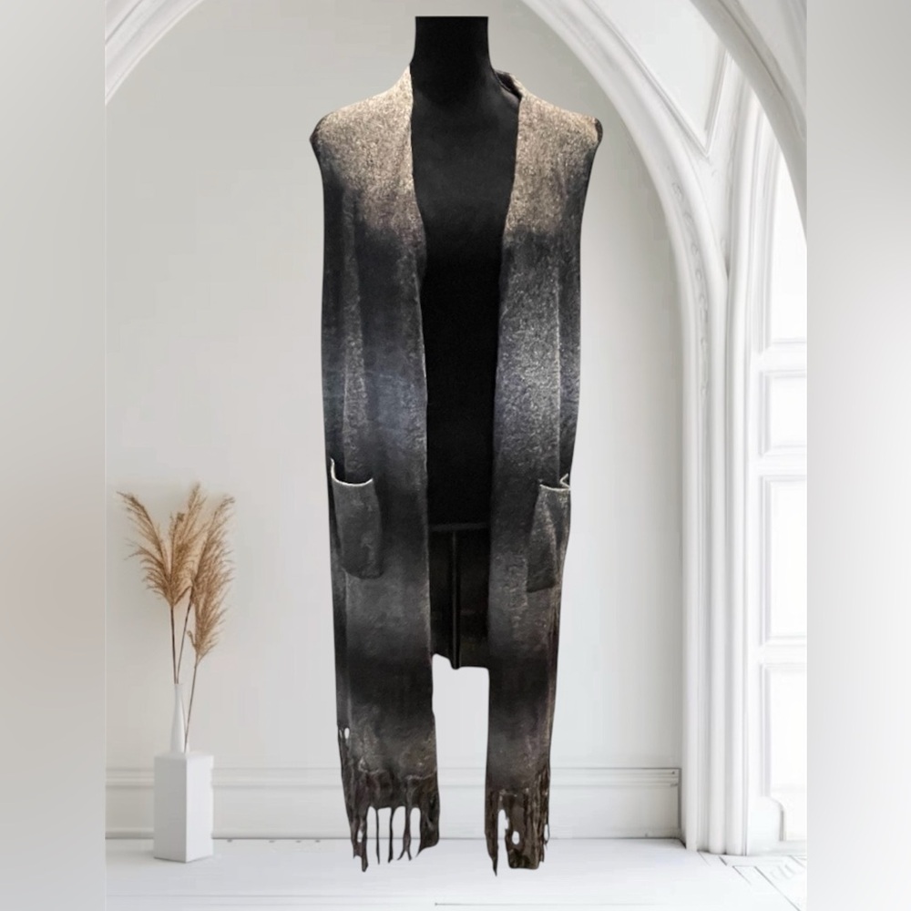 Westbound Charcoal Sleeveless Knit Cardigan